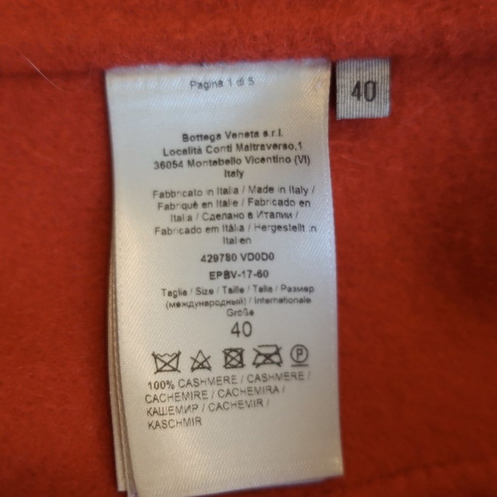 Bottega Veneta Cashmere Coat Terracotta Size 40 - Picture 8 of 8
